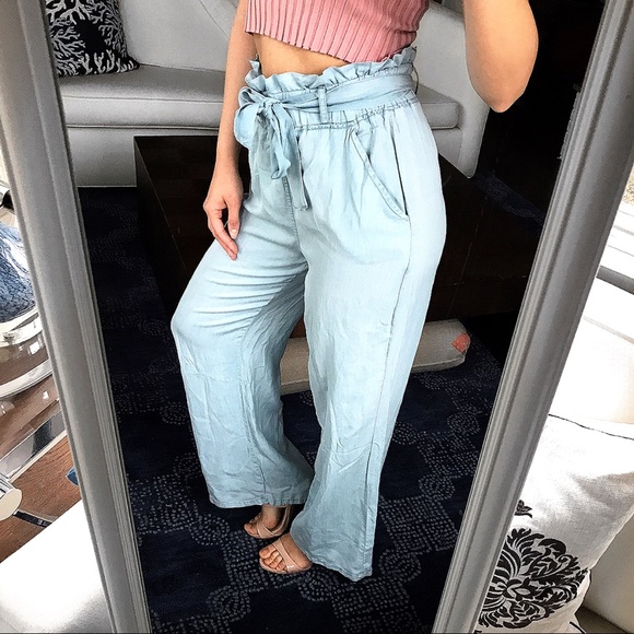 LAST ONE‼️S/L Light Blue High Waist Wide Leg Pants - Picture 2 of 8